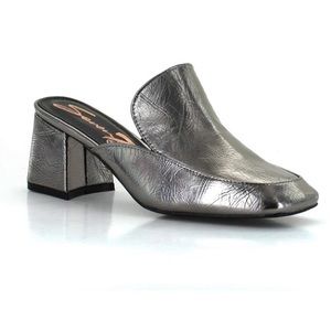 Seven7 Silver Metallic Megan Mule Slip On Heels